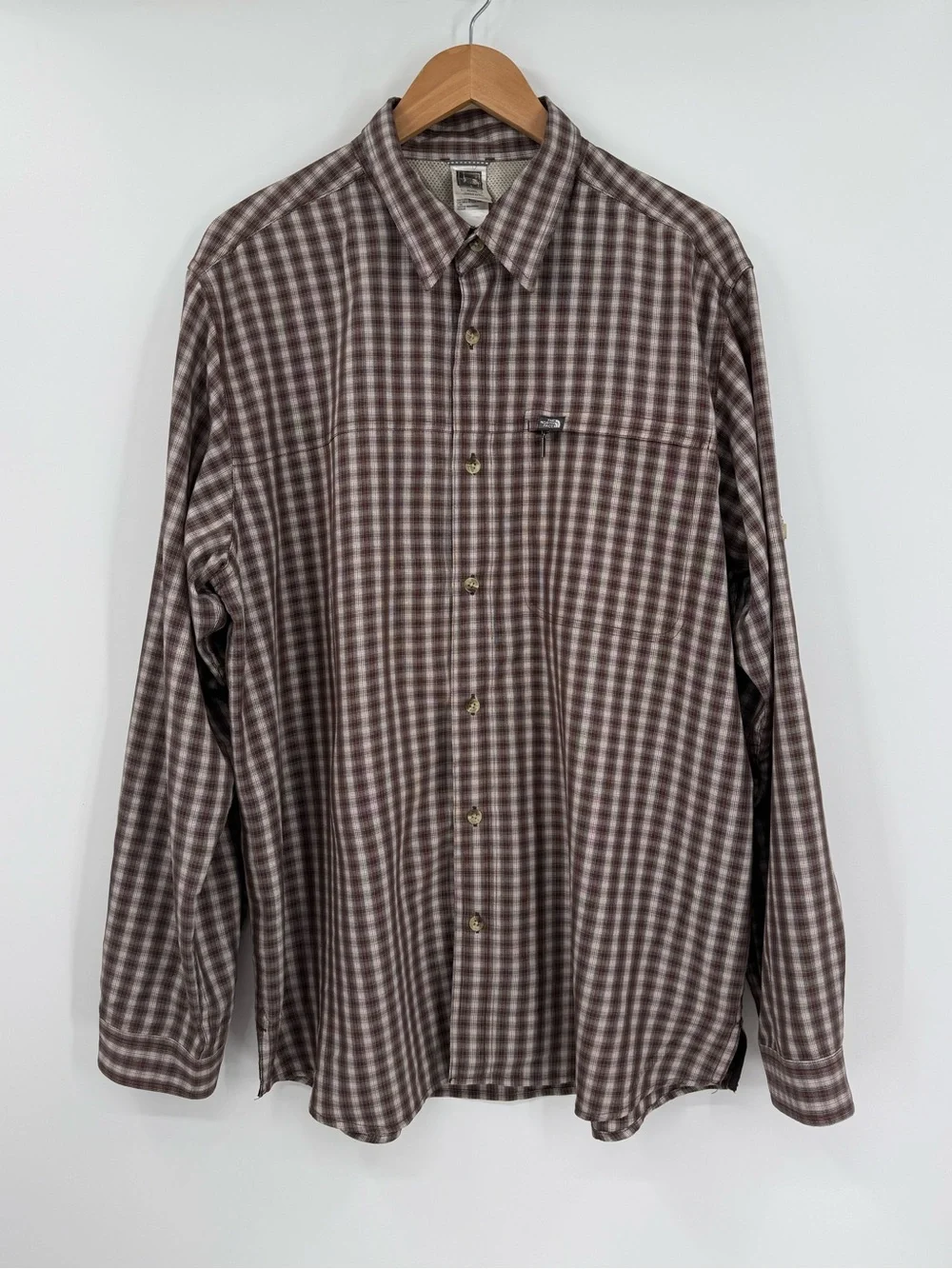 The North Face Mens Plaid Long Sleeve Button Up Hiking Shirt | Brown Multi | XL